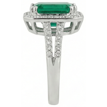 Afbeelding in Gallery-weergave laden, Groene Smaragd GIA met Natuurlijke uit de aarde gewonnen Diamant Trouwring Witgoud 14K 8 Karaat
