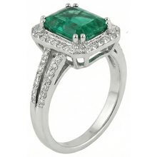 Afbeelding in Gallery-weergave laden, Groene Smaragd GIA met Natuurlijke uit de aarde gewonnen Diamant Trouwring Witgoud 14K 8 Karaat

