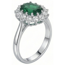 Afbeelding in Gallery-weergave laden, Groene smaragd met Natuurlijke echte diamanten ( niet in een laboratorium gekweekt ) verlovingsring 3.50 karaat witgoud 14K
