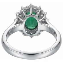 Afbeelding in Gallery-weergave laden, Groene smaragd met Natuurlijke echte diamanten ( niet in een laboratorium gekweekt ) verlovingsring 3.50 karaat witgoud 14K
