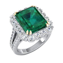 Afbeelding in Gallery-weergave laden, Ring met groene smaragd (GIA) en natuurlijke uit de aarde gewonnen diamanten
