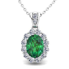 Afbeelding in Gallery-weergave laden, Groente Smaragd met diamanten edelsteen hanger ketting 7.85 karaat WG 14K
