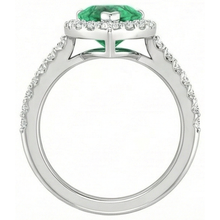 Afbeelding in Gallery-weergave laden, Groente smaragd  Peer &amp; Ronde 4 Karaat Emerald &amp; Diamond Edelsteen Ring Wit Goud 14K
