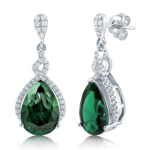 Groente smaragd en diamanten bungel oorbellen set 6.70 karaat wit goud 14k