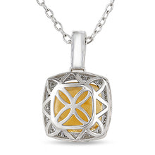 Afbeelding in Gallery-weergave laden, Groot kussen Citrien met diamanten 26.75 Ct hanger witgoud 14K
