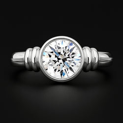 Grote 3.01 karaat diamanten solitaire ring bezel instelling wit goud 14k