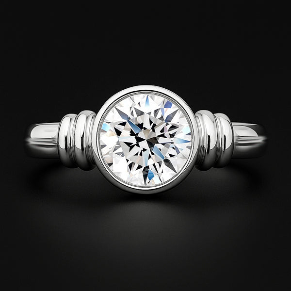 Grote 3.01 karaat diamanten solitaire ring bezel instelling wit goud 14k
