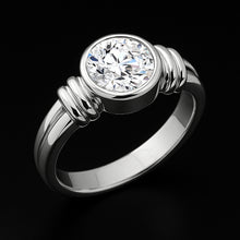 Afbeelding in Gallery-weergave laden, Grote 3.01 karaat diamanten solitaire ring bezel instelling wit goud 14k
