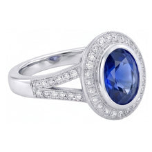 Afbeelding in Gallery-weergave laden, Grote Ceylon Saffier Met Diamanten 4.75 Ct Ring Wit Goud 14K
