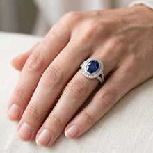 Afbeelding in Gallery-weergave laden, Grote Ceylon Saffier Met Diamanten 4.75 Ct Ring Wit Goud 14K

