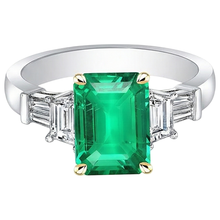 Afbeelding in Gallery-weergave laden, Grote Groene Smaragd Edelsteen Ring Natuurlijke Aarde Gedolven Diamant Dames Sieraden
