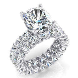 Grote Kussen Echt Diamanten Verlovingsring Set 12,50 Karaat
