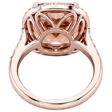 Afbeelding in Gallery-weergave laden, Grote Kussen Morganite 12.50 Cts Met Diamanten Ring Rosé Goud 14K
