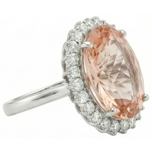 Afbeelding in Gallery-weergave laden, Grote Morganiet met kleine Natuurlijke echte diamanten ( niet in een laboratorium gekweekt ) 18.50 ct. Ring Nieuw Wit Goud 14K
