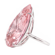 Afbeelding in Gallery-weergave laden, Grote Peervormige Solitaire Ring met 3 Karaat Roze Saffier Edelsteen, 14K Witgoud
