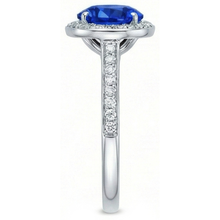 Afbeelding in Gallery-weergave laden, echte round saffier 3karaat ring close-up detail

