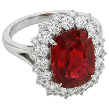 Afbeelding in Gallery-weergave laden, echte round robijn 7.25karaat ring close-up detail
