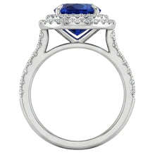 Afbeelding in Gallery-weergave laden, Grote Ovale Sri Lanka Blauwe Saffier Ring met Natuurlijke uit de aarde gewonnen Diamanten 4.55 Ct Witgoud 14K
