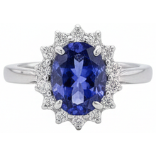 Afbeelding in Gallery-weergave laden, Grote ovale tanzaniet steen fancy ring 1.95 karaat Natuurlijke echte diamanten ( niet in een laboratorium gekweekt ) sieraden goud
