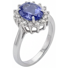 Afbeelding in Gallery-weergave laden, Grote ovale tanzaniet steen fancy ring 1.95 karaat Natuurlijke echte diamanten ( niet in een laboratorium gekweekt ) sieraden goud
