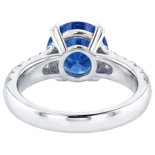 Afbeelding in Gallery-weergave laden, Grote Ronde Natuurlijke uit de aarde gewonnen Diamanten Ring Echte Blauwe Saffier 6 Karaat Prong Gezet Goud

