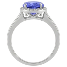 Afbeelding in Gallery-weergave laden, echte round tanzaniet 5.00karaat ring met diamantaccenten
