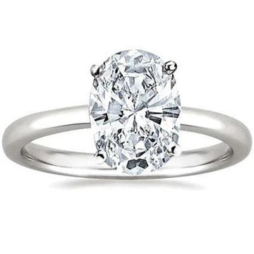 Grote Ovaal Geslepen 2.90 Ct Solitaire Echt Diamanten Verlovingsring Witgoud