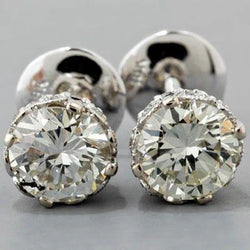 Grote Prachtige Ronde Solitaire Echt Diamant Stud Earring Wit Goud 4 Karaat