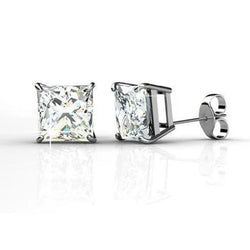Grote Prinsesslijpsel 5 Karaat Natuurlijke Echte (Niet Labgekweekt) Diamanten Oorknoppen Witgoud 114K