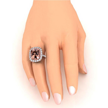 Afbeelding in Gallery-weergave laden, Grote Kussen Morganite 12.50 Cts Met Diamanten Ring Rosé Goud 14K
