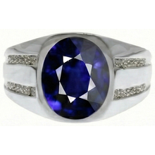 Afbeelding in Gallery-weergave laden, Gypsy Edelsteen Vintage Stijl Oval Blue Sapphire Mens Diamond Ring
