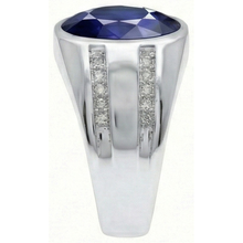 Afbeelding in Gallery-weergave laden, Gypsy Edelsteen Vintage Stijl Oval Blue Sapphire Mens Diamond Ring
