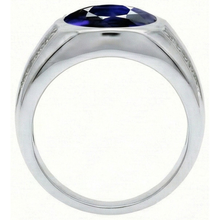 Afbeelding in Gallery-weergave laden, Gypsy Edelsteen Vintage Stijl Oval Blue Sapphire Mens Diamond Ring
