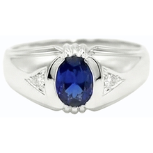 Afbeelding in Gallery-weergave laden, Gypsy Jubileumring Ovaal Ceylon Saffier Vintage Style 1.25 Karaat

