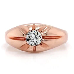 Gypsy Rose Gold Solitaire Ronde Old Mine Cut Echt Diamond Ring 1 Karaat