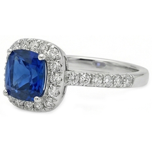 Afbeelding in Gallery-weergave laden, echte round saffier 3.90karaat ring zijaanzicht
