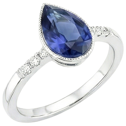 Echte Halo Bezel Set Ring Peer Sri Lankaanse Saffier & Diamanten 2,50 Karaat