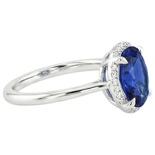 Afbeelding in Gallery-weergave laden, Halo Ceylon Sapphire Ring Ovaal Geslepen 3.50 Karaat Prong Setting

