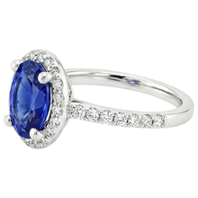 Afbeelding in Gallery-weergave laden, echte round saffier 3.25karaat ring profielweergave

