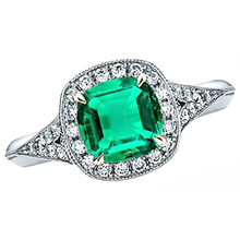 Afbeelding in Gallery-weergave laden, Smaragd Edelsteen Ring 2,50-karaat Tweekleurig 14K Goud – hoekaanzicht
