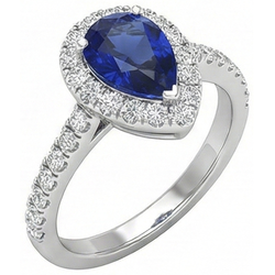 Halo Diamant Sri Lanka blauwe saffier ring 2,75 karaat