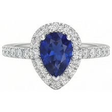 Afbeelding in Gallery-weergave laden, Halo Diamant Sri Lanka blauwe saffier ring 2,75 karaat
