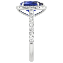 Afbeelding in Gallery-weergave laden, Halo Diamanten Ring Teardrop Stijl Blauwe Saffier Met Accenten 5,50 Karaat
