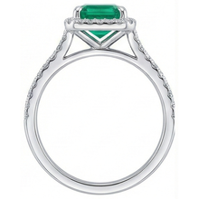 Afbeelding in Gallery-weergave laden, Halo Diamond Colombiaanse Emerald groene smaragd verlovingsring 3,55 karaat witgoud
