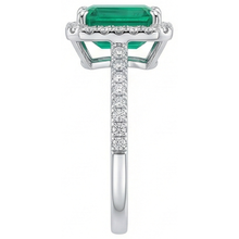 Afbeelding in Gallery-weergave laden, Halo Diamond Colombiaanse Emerald groene smaragd verlovingsring 3,55 karaat witgoud

