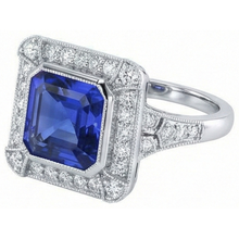 Afbeelding in Gallery-weergave laden, echte asscher saffier 4karaat watch close-up detail
