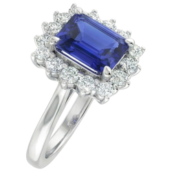 Halo uit de aarde gewonnen Diamanten Smaragd Ceylon Saffier Verlovingsring 8.20 Karaat