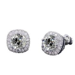 Dames Halo uit de aarde gewonnen Diamanten Oorknopjes Rond Oud Slijpsel 5.50 Karaat Goud 14K
