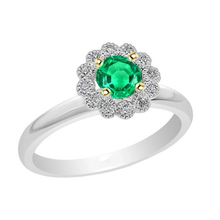 Afbeelding in Gallery-weergave laden, Colombiaanse Smaragd Gekleurde Steen Ring 2-karaat Bicolor 14K Goud – hoofdaanzicht
