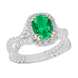 Gedraaide Band Sieraadsteen Ring – Fijne Smaragd 2 karaat
